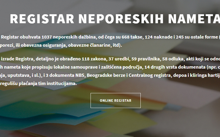 Registar svih parafiskalnih nameta na jednom mestu